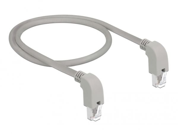 Delock - Patchkabel - RJ-45 (han) nedvinklet til RJ-45 (han) nedvinklet - 2 m - SF/UTP - CAT 5e - halogenfri - grå