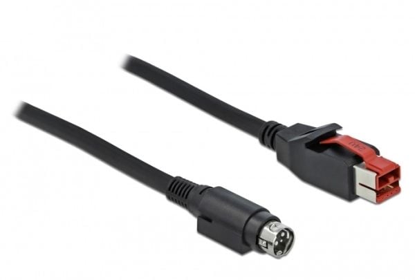 Delock - Strømforsynt USB-kabel - USB PlusPower (24 V) (hann) til Power mini-DIN (hann) - 24 V - 1 m - svart