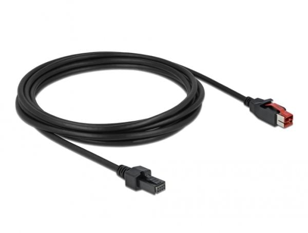 Delock - Strømforsynt USB-kabel - USB PlusPower (24 V) (hann) til 4-pins mini-DIN (hann) - 24 V - 3 m - svart