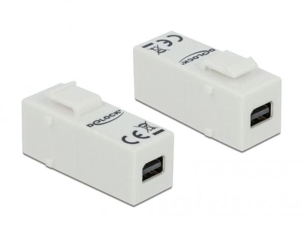 Delock - DisplayPort-adapter - Mini DisplayPort (hunn) til Mini DisplayPort (hunn) - 4K-støtte - hvit