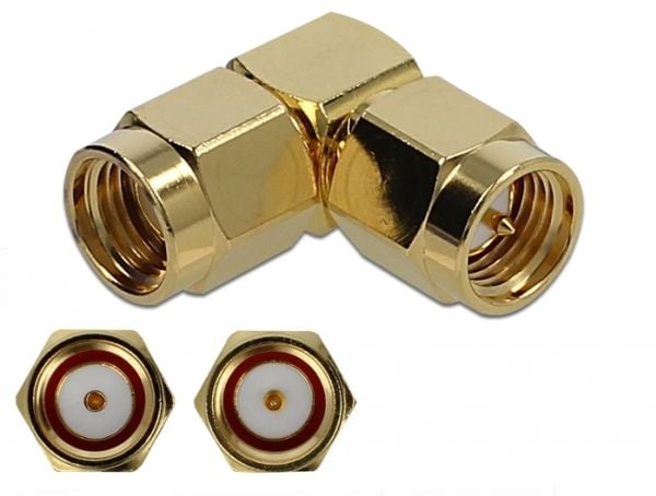 Delock 10 GHz - Antenneadapter - SMA (hann) til RP-SMA (hann) vinklet - gull