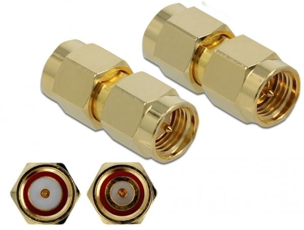 Delock 10 GHz - Antenneadapter - SMA (hann) til SMA (hann) - gull
