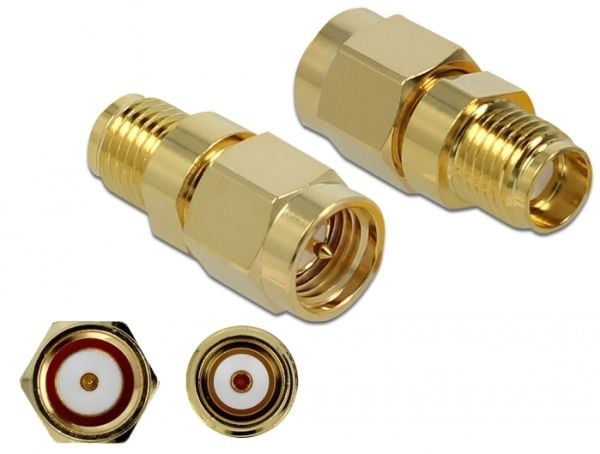 Delock 10 GHz - Antenneadapter - SMA (hann) til SMA (hunn) - gull