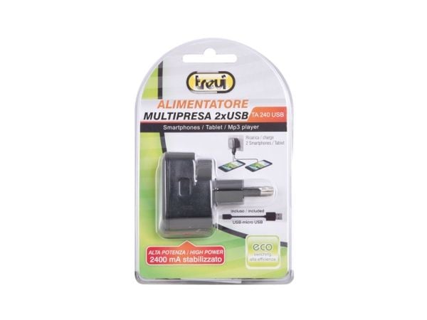 Trevi TA 240 USB, Sisätila, AC, 5 V, 2,4 A, Musta
