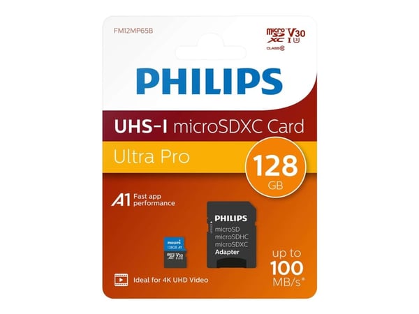 Philips FM12MP65B, 128 GB, MicroSDXC, Luokka 10, UHS-I, Class 3 (U3), V30