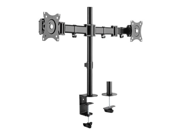 DELTACO Office ARM-0300 - Monteringssett - leddelt - for 2 skjermer - plastikk, aluminium, stål - matt svart - skjermstørrelse: 13"-27" - skrivebor...