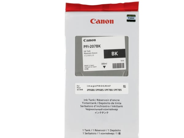 Canon PFI-207 BK, Musta, Väriainepohjainen muste, 1 kpl