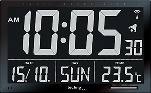 Technoline WS8007, Digital vekkerklokke, Svart, LCD, AA, 368 mm, 228 mm