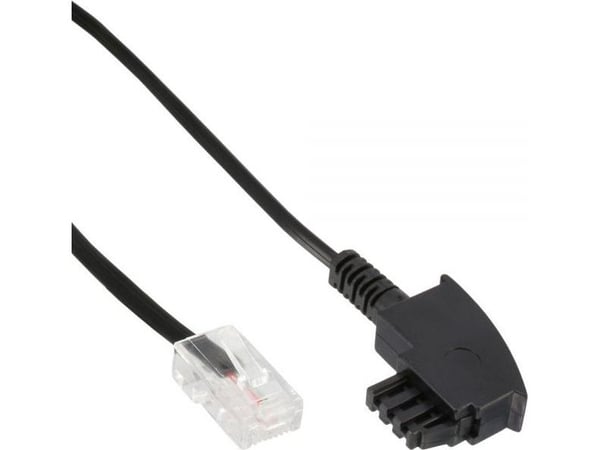 InLine 18515, 15 m, TAE-F, RJ45, Sort, Hankjønn, Hankjønn