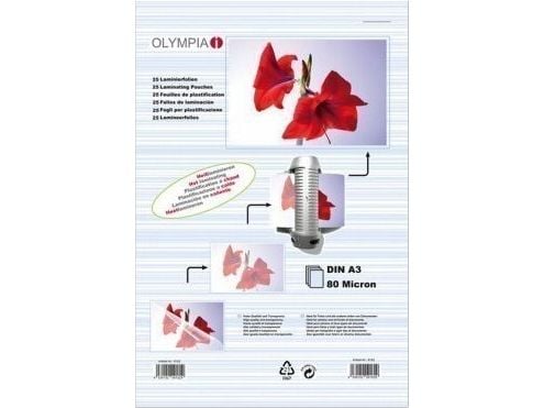 Olympia lamineringsfolier DIN A3, 25 stk 80 mic