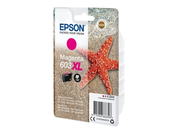 Epson Singlepack Magenta 603XL Ink, Korkea (XL) värintuotto, 4 ml, 1 kpl