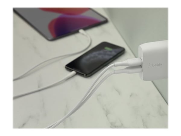 Belkin BoostCharge - Strömadapter - 24 Watt - 2 utdatakontakter (USB) - vit
