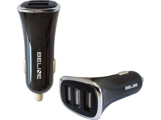 Beline bil-lader 3xUSB 4A sort