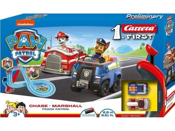 Carrera RC Paw Patrol On the Track, Kjøretøy og banesett, 3 år, Plast, Blå, Rød
