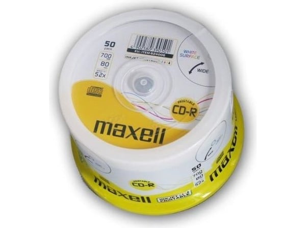 Maxell - 50 x CD-R - 700 MB (80min) 52x - utskrivbar yta - spindel