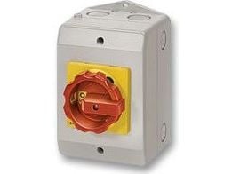 Siemens 0-1 3P 25A nokkakytkin kotelossa keltainen/punainen IP65 (3LD2164-0TB53)