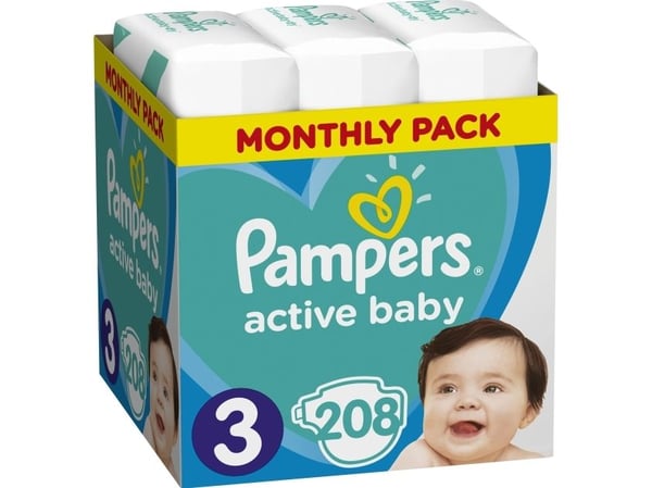 Bleier Pampers Active Baby str 3, 6-10kg, 208 stk.