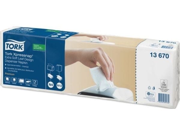 Tork N4 Xpressnap Extra Soft 216x330 mm 2-lagig Interfold Hvid,8 pk x 500 pk/krt