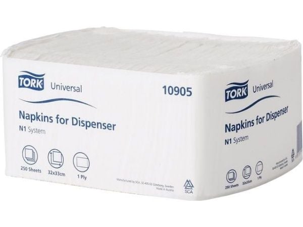 Servetter Tork N1 Novafold 33x30 cm nyfiber vit, 300 st/fp