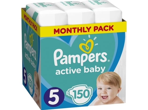 Pampers Active Baby 5 bleier, 11-16 kg, 150 stk.
