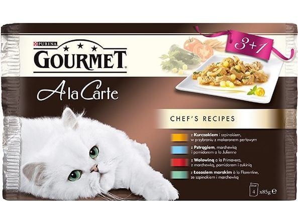 Nestle GOURMET Ala Carte 4x85 g kylling, kalkun, okse, laks