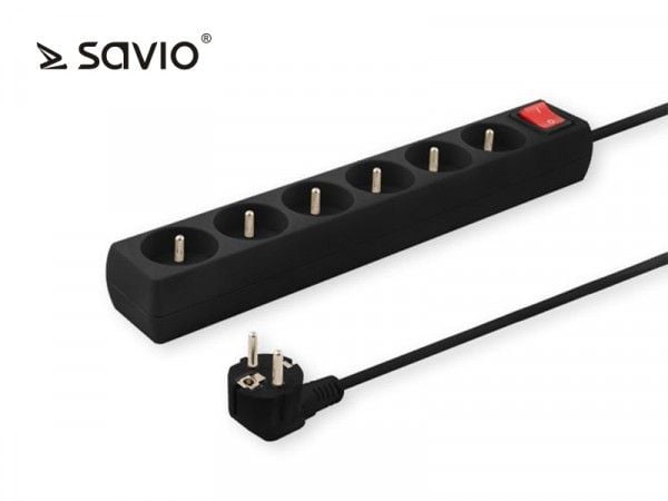 SAVIO LZ-04 - Pistorasia - AC 230 - 250 V - 2500 Watt - lähtöliittimet: 6 - 5 m kaapeli