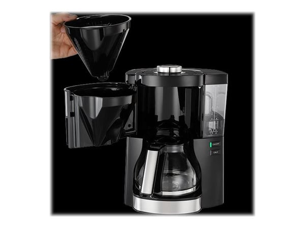 Melitta 6766589, Suodatinkahvinkeitin, Jauhettu kahvi, 1080 W, Musta, Hopea