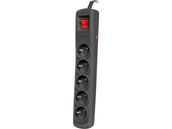 Armac ARC5, 5 AC-pistorasia(a), 250 V, 10 A, Musta, 5 m