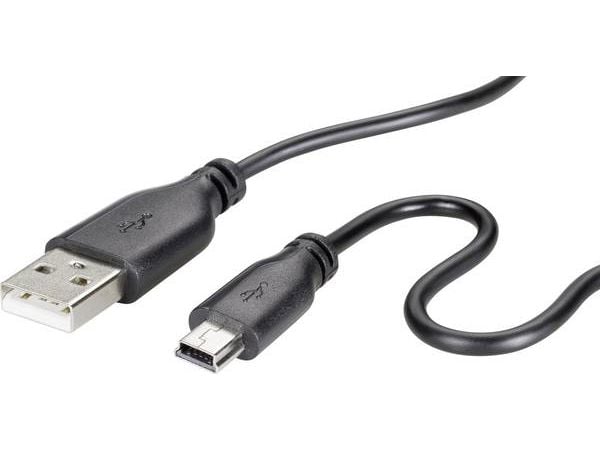 Renkforce RF-4080792, 1 m, USB A, Mini-USB B, USB 2.0, 0,48 Gbit/s, Svart