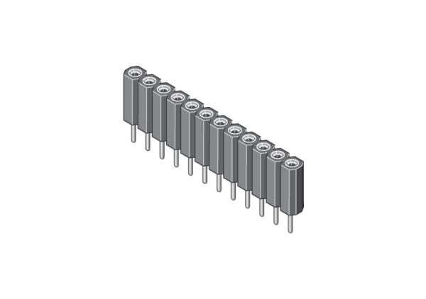 MPE-Garry 115-1-010-0-MTF-XS0, Pin-kontakt, Svart, Metallisk, Kopper, 260 °C, Rett, Hunkjønn
