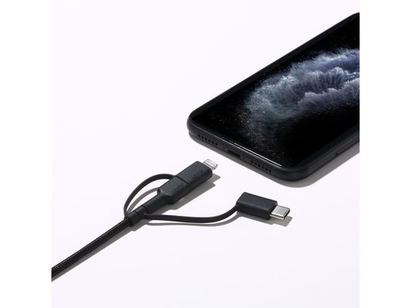 AUKEY CB-BAL5, 1,2 m, Lightning, USB C, Hankjønn, Hankjønn, Svart