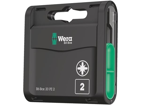 Wera Bit-Box 20 PZ, 15 stykker, Pozidriv, PZ 2, Metall, Plast, 20x PZ 2x25 mm, CE
