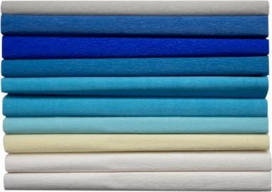 Happy Color rynket stoffserviett/bibel 25x200 cm mix blåtoner 10 stk.