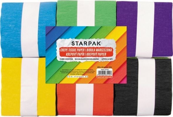 Starpak Kreppipaperi 10x200cm 10 vär. 6 kpl.