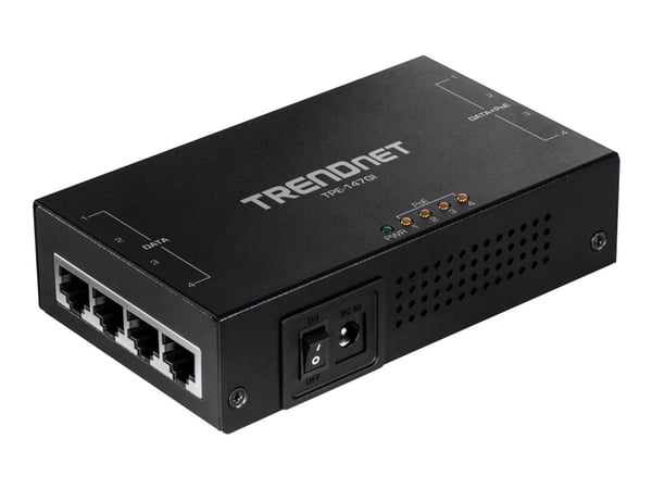 TRENDnet TPE-147GI - Strøminjektor - AC 100-240 V - 65 watt - utgangskontakter: 4 - TAA-samsvar