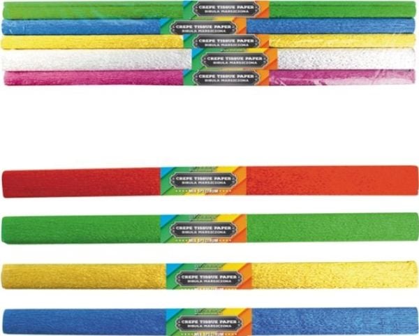 Starpak metallisert bølgepapir 25x50 cm MIX farger, 5 stk. (239760)