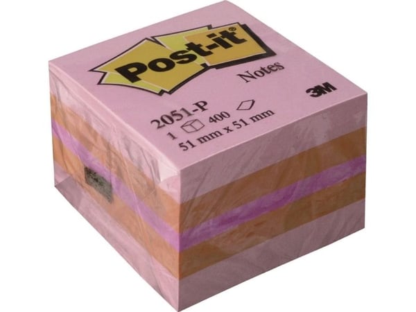 Post-It 2051-P, firkant, Oransje, Rosa, Gult, Papir, 51 mm, 51 mm, 400 ark