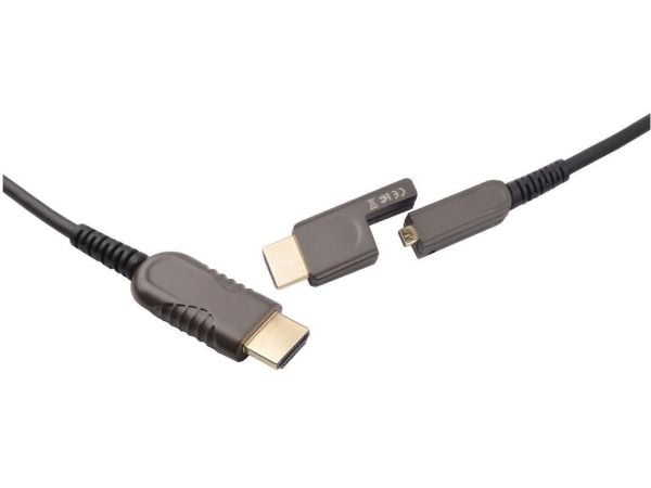 MicroConnect Premium - Sett for HDMI-kabel med Ethernet - hybridkobber / fiberoptikk - svart - aktiv optisk hybridkabel, støtte for Dolby TrueHD, 4...
