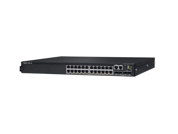 Dell PowerSwitch N2224PX-ON - Switch - L3 - Styrt - 12 x 10/100/1000/2.5G (PoE+) + 12 x 1/2.5G (PoE++) + 4 x 25 Gigabit SFP28 - front til bakside-l...