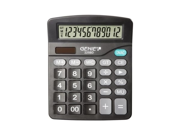 GENIE 225 BD - Utskriftskalkulator - LCD - 12 sifre - solpanel