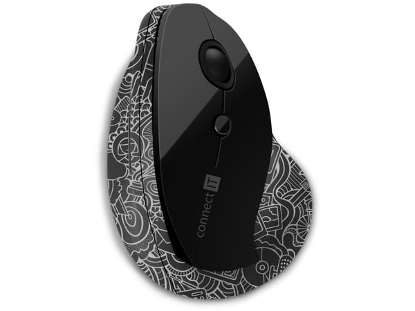 Connect IT CMO-2705-DD, Høyre hendt, Vertikalt design, RF kabel-fri, 1600 DPI, Sort