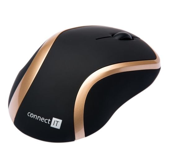 Connect IT CI-260, Høyre hendt, Laser, RF kabel-fri, 1000 DPI, Sort, Gull