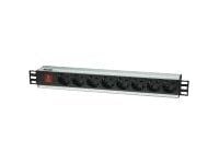 Intellinet 19" Rackmount 8-Way Power Strip - saksalainen tyyppi, On/Off-kytkimellä, ei ylijännitesuojaa - pistorasiapistorasia (rack-versio) - AC 2...