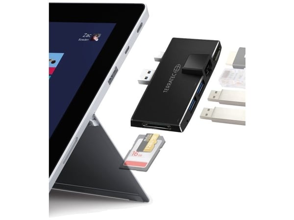 Terratec CONNECT Pro2, Langallinen, USB 3.2 Gen 1 (3.1 Gen 1) Type-A, 1000 Mbit/s, Musta, MMC, MicroSD (TransFlash), SD, 4K Ultra HD