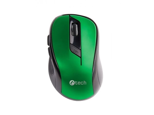 C-TECH WLM-02G, Høyre hendt, Optisk, RF kabel-fri, 1600 DPI, Sort, Grønn