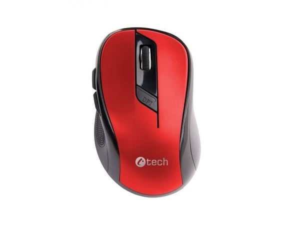 C-TECH WLM-02R, Høyre hendt, Optisk, RF kabel-fri, 1600 DPI, Sort, Rød