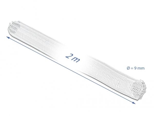 Delock Braided Sleeving self-closing - Flätad ärm - 2 m - vit