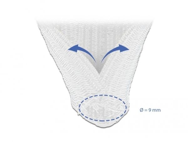 Delock Braided Sleeving self-closing - Flätad ärm - 2 m - vit