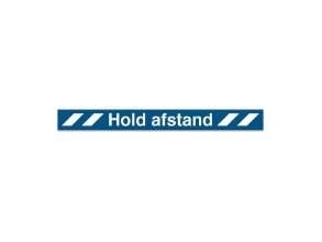 Gulvskilt "Hold afstand" blå gulvfolie 100*1000mm - TEMP001
