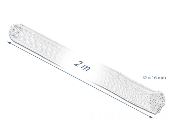 Delock Braided Sleeving self-closing - Flätad ärm - 2 m - vit